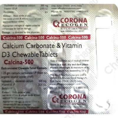 Buy CALCINA 500MG CHEWABLE TABLET online at best price | Chemist180