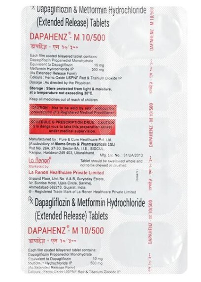 DAPAHENZ M 10MG/500MG TABLET