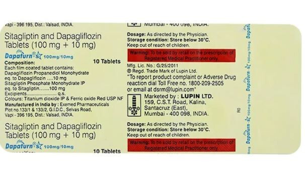DAPATURN S 100 MG / 10 MG TABLET