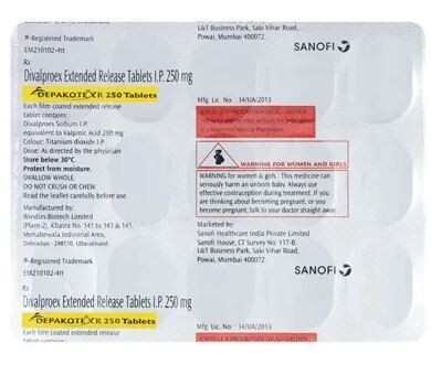 DEPAKOTE XR 250 MG TABLET