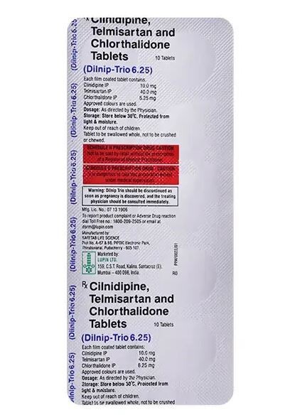 DILNIP TRIO 40MG/10MG/6.25MG TABLET