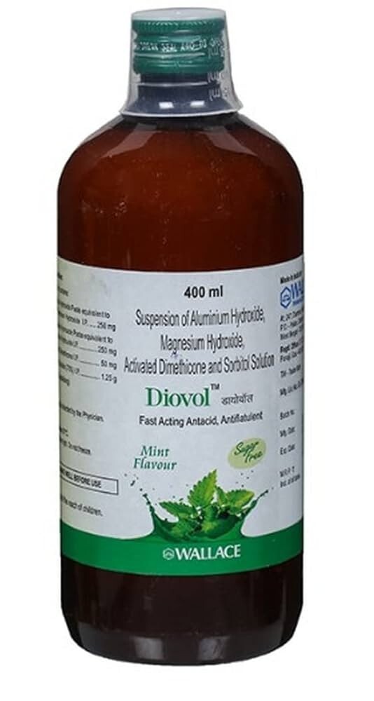DIOVOL MINT FLAVOUR SUGAR FREE SYRUP 400ML