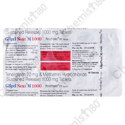 GLIPTI NEXT M 20MG/1000MG TABLET