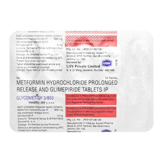 GLYCOMET GP 3MG/850MG TABLET