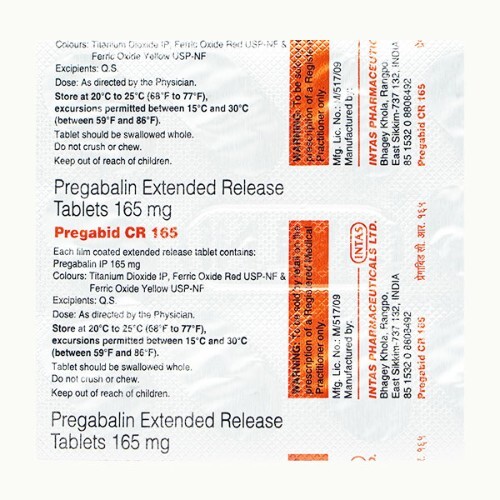 PREGABID CR 165MG TAB