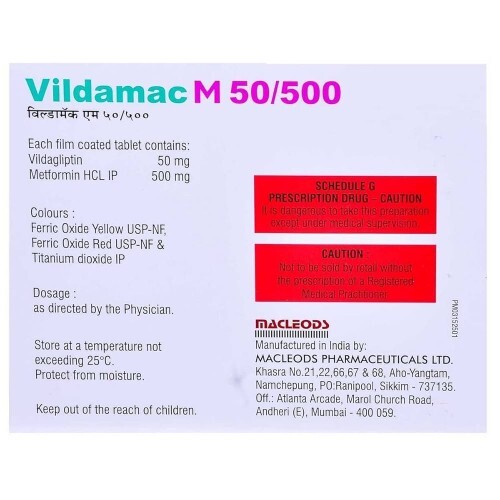 VILDAMAC M 50MG/500MG TABLET