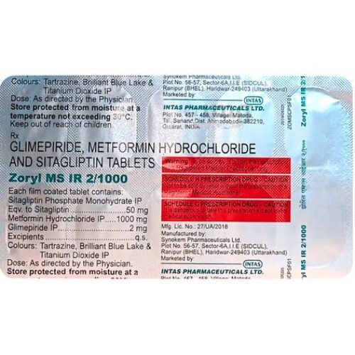 ZORYL MS IR 2 MG / 1000 MG TABLET