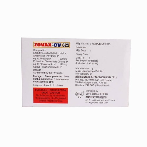 ZOVAX CV 625MG TAB
