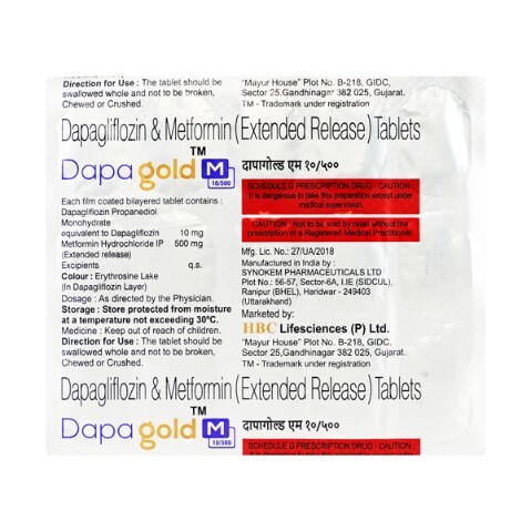 DAPAGOLD M 10MG/500MG TABLET