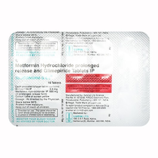 GLUCONORM G 0.5MG/500MG TABLET